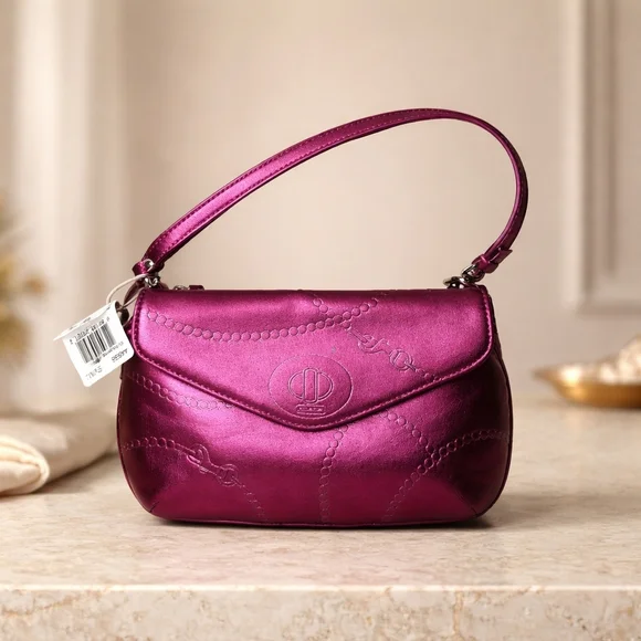 Sold Nwt Coach Jewel Pink Mini Bag Wristlet New - Picture 2 of 6